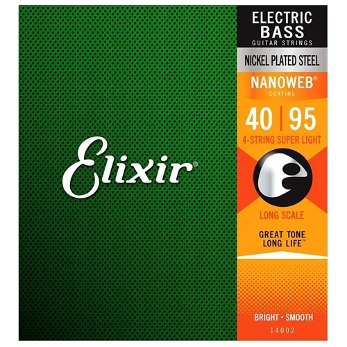 Encordoamento para Contra-Baixo 4 Cordas Elixir (.040-.095) Super Light Long Scale