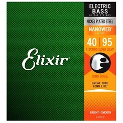 Encordoamento para Contra-Baixo 4 Cordas Elixir (.040-.095) Super Light Long Scale
