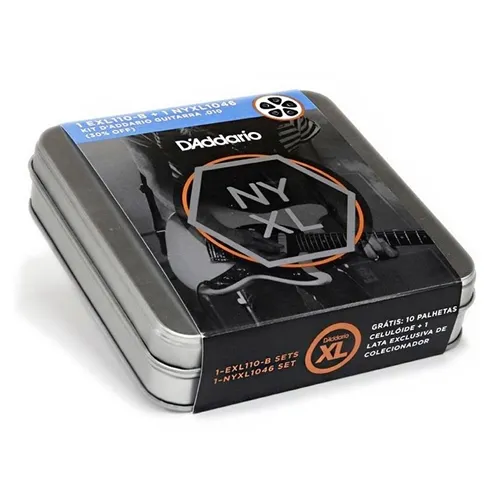 Kit Encordoamento para Guitarra D'Addario EXL110-B + NYXL1046 + 10 Palhetas