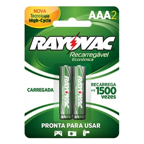 Pilha Palito Recarregável Rayovac AAA (com 2)
