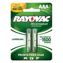 Pilha Palito Recarregável Rayovac AAA (com 2)