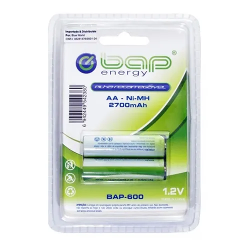 Pilha Pequena Recarregável BAP BAP600 2700mAh (com 2)