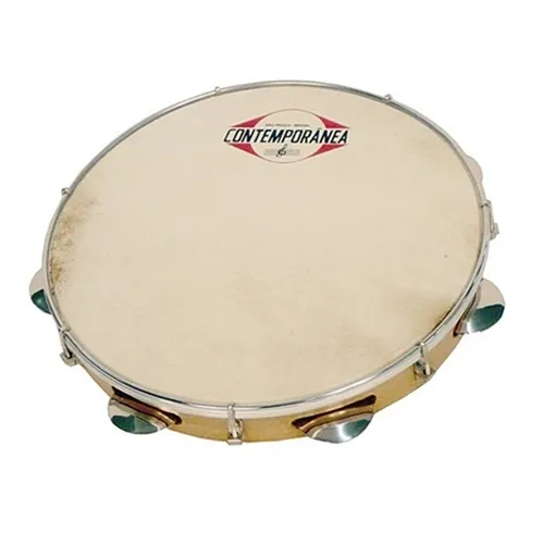 Pandeiro 11" Contemporânea 22C Madeira Ferragens Cromadas Couro