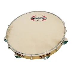 Pandeiro 11" Contemporânea 22C Madeira Ferragens Cromadas Couro