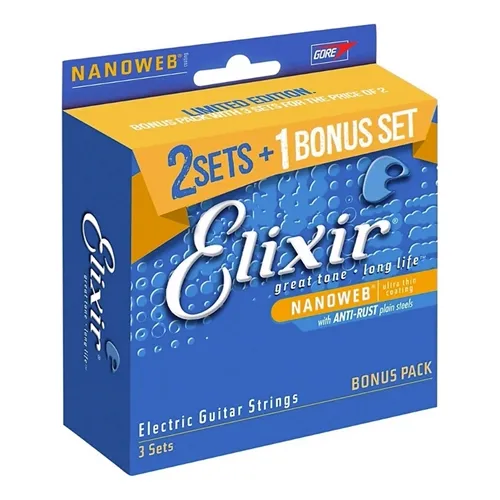 Kit Encordoamentos para Guitarra Elixir (.010-.046) Light (Leve 3 Pague 2) 16542