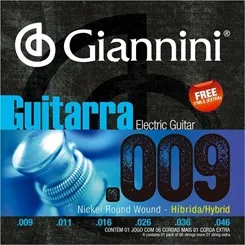 Encordoamento para Guitarra Giannini GEEGSTH9 .009 Hibrida