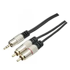 Cabo P2 Stereo X 2 RCA MXT 8.1.629 Dourado 24K Profissional 1,8 Metro