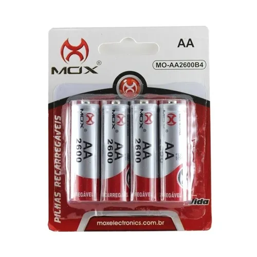 Pilha Pequena Recarregável MOX 2600MAH (kit com 4)