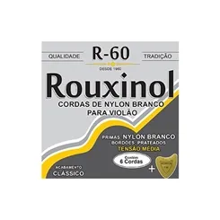 Encordoamento para Violão Nylon Rouxinol R-60 Branco/Prateado Tensão Média