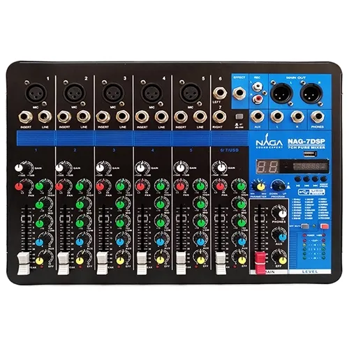 Mesa de Som 7 Canais Naga NAG-7DSP com 24 Efeitos e Phantom Power