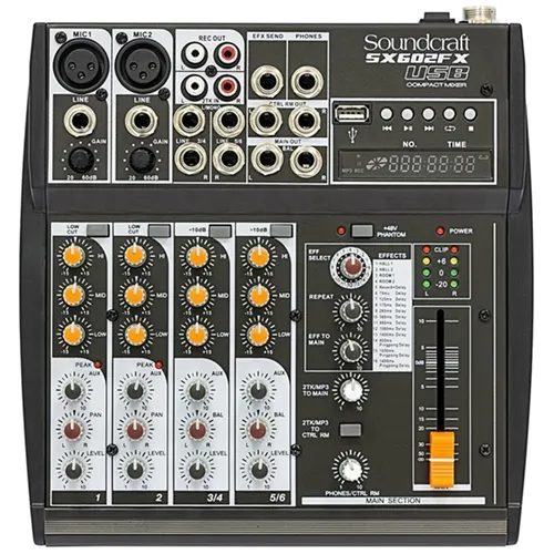 Mesa de Som 6 Canais Soundcraft SX602FX-USB