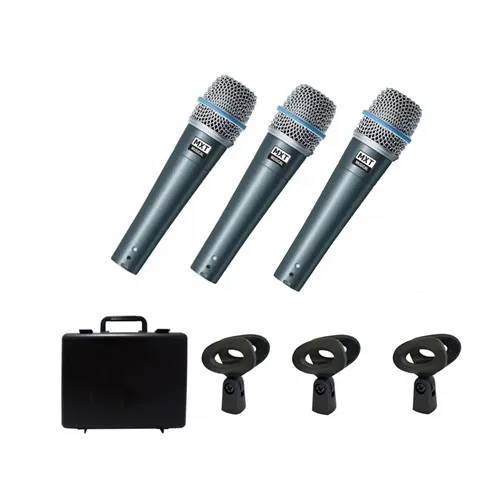 Kit com 3 Microfones MXT BTM-57A 54.1.116 com Maleta e Cachimbos