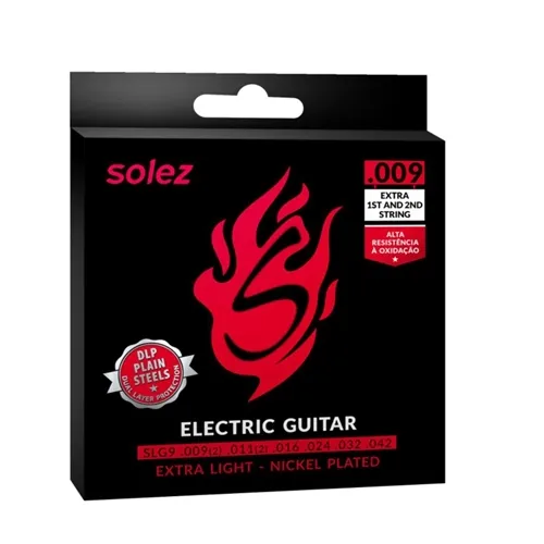 Encordoamento para Guitarra Solez SLG9 - .009 DLP Plain Steels Nickel Plated