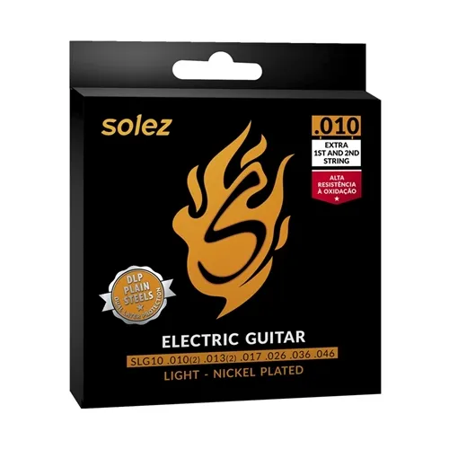 Encordoamento para Guitarra Solez SLG10 - .010 DLP Plain Steels Nickel Plated
