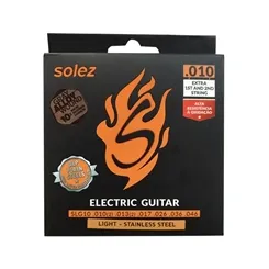 Encordoamento para Guitarra Solez SLG10GA - .010 DLP Plain Steels Stainless Steel Gray Alloy Wound
