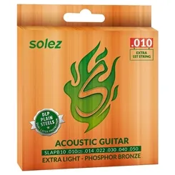 Encordoamento para Violão Aço Solez SLAPB10 - .010 Fósforo Bronze