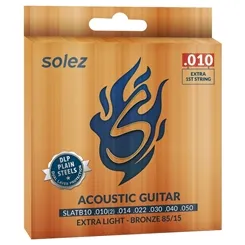 Encordoamento para Violão Aço Solez SLATB10 - .010 Bronze 85/15
