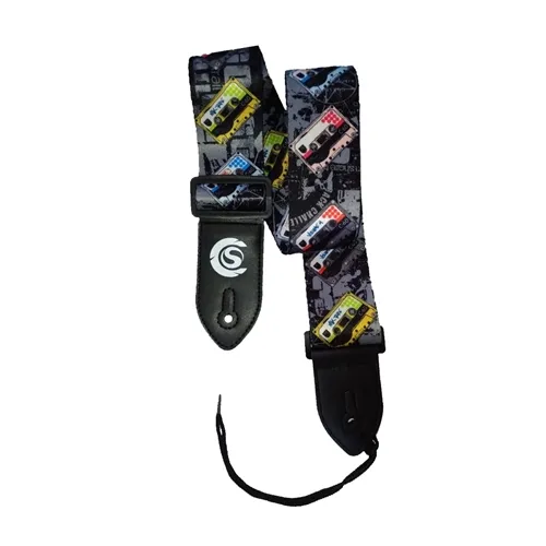Correia para Violão/ Guitarra Custom Sound CSS1-K7 Nylon 5cm Fita Cassette