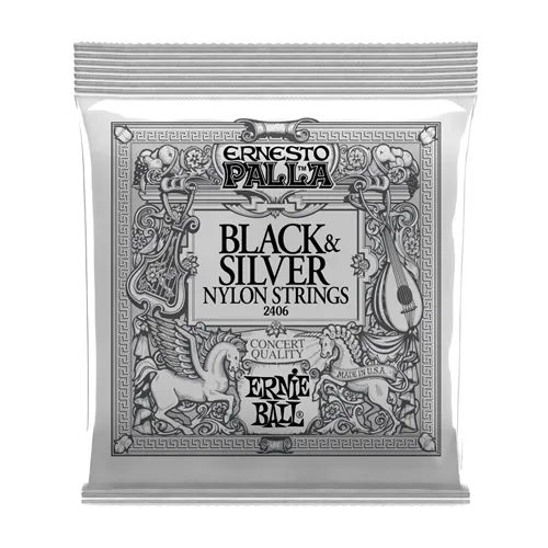 Encordoamento para Violão Nylon Ernie Ball Ernesto Palla Black and Silver Tensão Média 2406