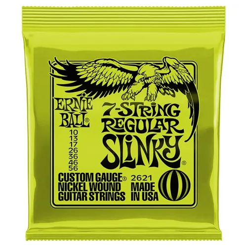 Encordoamento para Guitarra 7 Cordas Ernie Ball Regular Slinky 2621 (.010/.056)