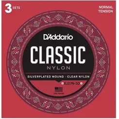 Kit com 3 Encordoamentos para Violão Nylon D'Addario EJ27N-3D Tensão Normal