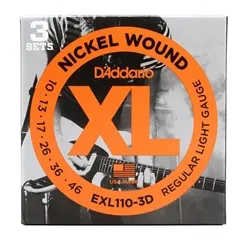 Kit com 3 Encordoamentos para Guitarra D'Addario EXL110-3D (.010-.046)