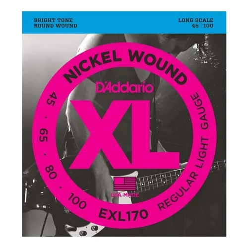 Encordoamento para Contra-Baixo 4 Cordas D'Addario EXL170 (.045-.100) Nickel