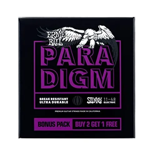 Kit com 3 Encordoamentos para Guitarra Ernie Ball Paradigm Power Slinky 3370 (.011-.048)
