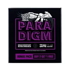 Kit com 3 Encordoamentos para Guitarra Ernie Ball Paradigm Power Slinky 3370 (.011-.048)