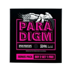 Kit com 3 Encordoamentos para Guitarra Ernie Ball Paradigm Super Slinky 3373 (.009-.042)