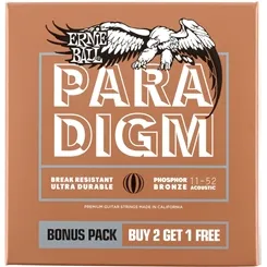 Kit com 3 Encordoamentos para Violão Aço Ernie Ball Paradigm Phosphor Bronze (.011-.052) 3318