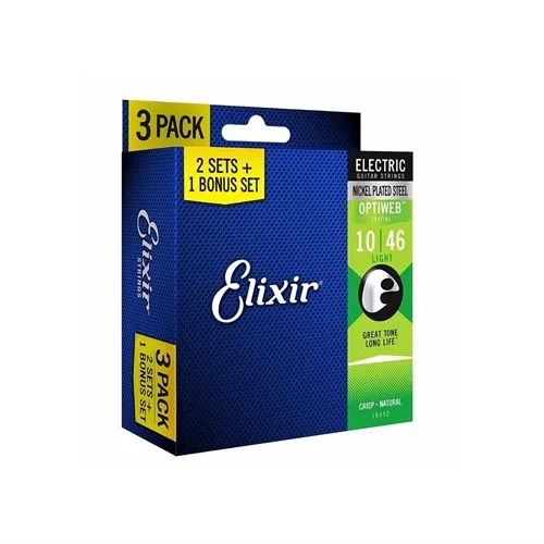 Kit Encordoamentos para Guitarra Elixir (.010-.046) Light Optiweb (Leve 3 Pague 2) 16552