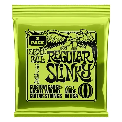 Kit Encordoamentos para Guitarra Ernie Ball (.010-.046) Regular Slinky 3221 (Kit com 3)
