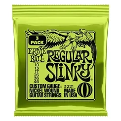 Kit Encordoamentos para Guitarra Ernie Ball (.010-.046) Regular Slinky 3221 (Kit com 3)