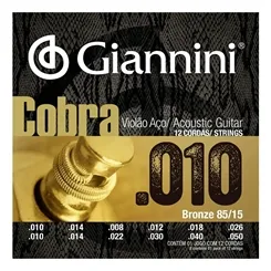 Encordoamento para Violão 12 Cordas Giannini Cobra GEEF12M Bronze 85/15