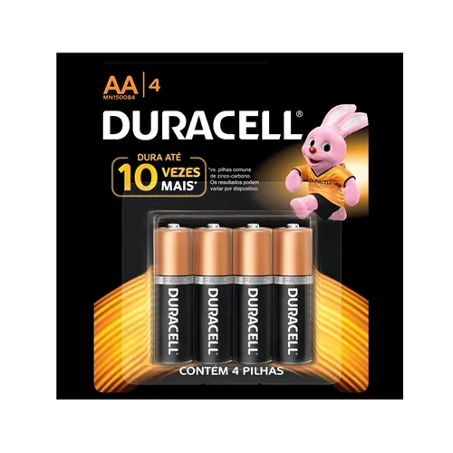 Pilha Pequena Duracell Alcalina MN1500B4 (Pacote com 4)