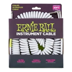Cabo P10 x P10 90° Ernie Ball 6045 Espiral 9,14m White Reto - L