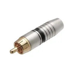Plug RCA MXT 64.1.441 6mm Profissional Estriado Preto/Dourado