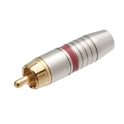 Plug RCA MXT 64.1.442 6mm Profissional Estriado Vermelho/Dourado