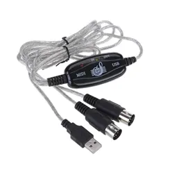 Cabo Interface 2 Midi x USB CMS 2 Metros Teclado PC