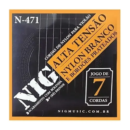 Encordoamento para Violão 7 Cordas Nylon NIG N-471 Nylon Branco com Bolinha