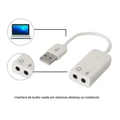 Interface Placa de som CMS USB x P2 7.1 Áudio