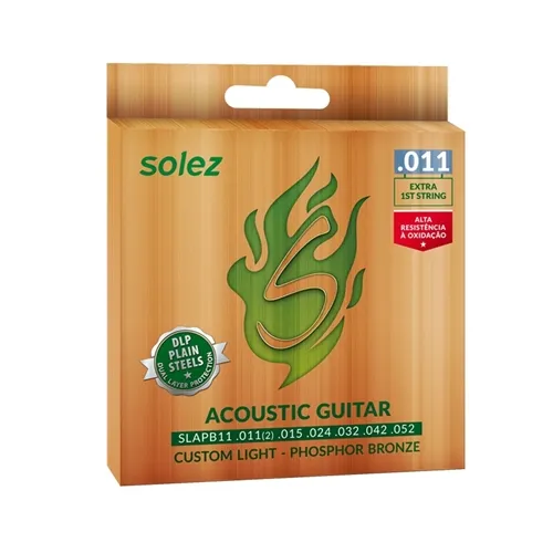 Encordoamento para Violão Aço Solez SLAPB11 .011 Fósforo Bronze