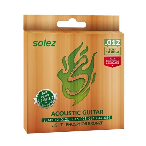 Encordoamento para Violão Aço Solez SLAPB12 .012 Fósforo Bronze