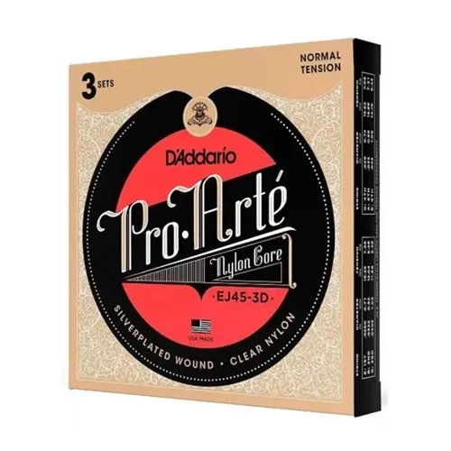 Encordoamento para Violão Nylon D'Addario Pro Arte EJ45-3D Medium (Kit c/3)