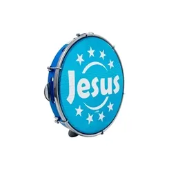 Pandeiro 10" Luen 40221 ABS 6 Afinações Platinela Inox Pele Jesus