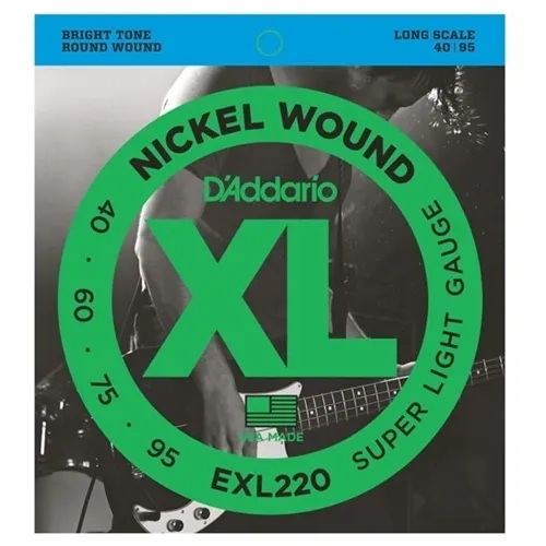 Encordoamento para Contra-Baixo 4 Cordas D'Addario EXL220 Nickel (.040-.095)
