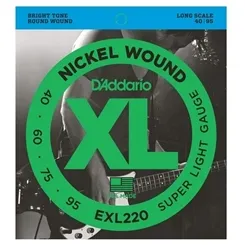 Encordoamento para Contra-Baixo 4 Cordas D'Addario EXL220 Nickel (.040-.095)