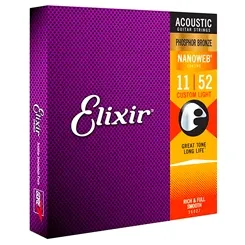Encordoamento para Violão Aço Elixir (.011-.052) Phosphor Bronze Custom