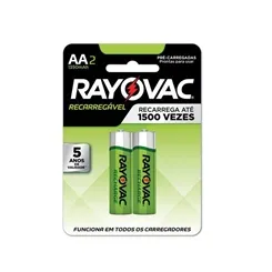 Pilha Pequena Recarregável Rayovac Econômica AA2 NIMH 1,2V 1350mAh (Par)